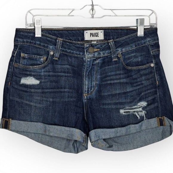 PAIGE Women's Jimmy Jimmy Cuffed Denim Jean Shorts Maribel Destructed Wash size - Picture 1 of 7